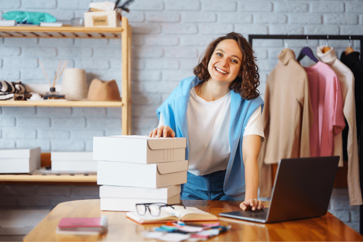 Woman managing an eCommerce store