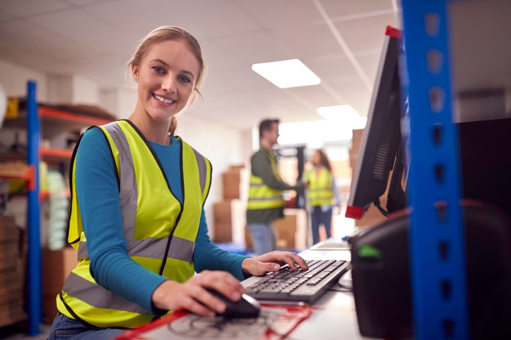 Woman doing warehouse management